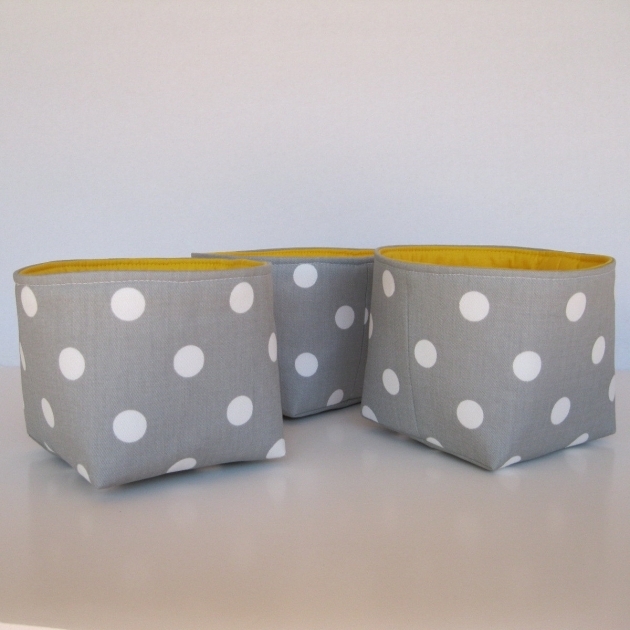 Best Mini Fabric Storage Container Organizer Bins Set Of 3 Gray Yellow Fabric Storage Bins