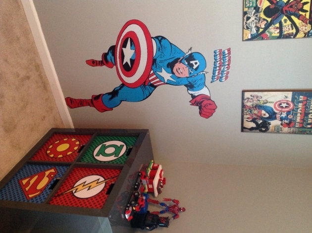 Marvelous My Sons Super Hero Bedroom Homemade Backboard From Comic Books I Superhero Storage Bins