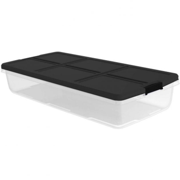 Picture of Hefty 52 Quart Latch Box For Under The Bed White Lid And Blue Underbed Storage Containers