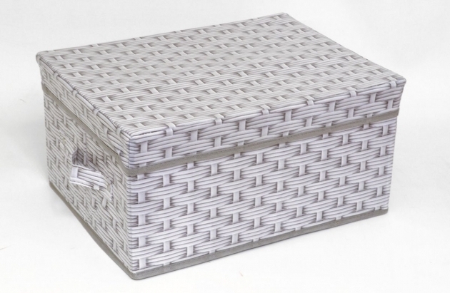 Alluring Grey Storage Baskets With Lids With Wicker Print Storage Boxes Fabric Storage Bins With Lids