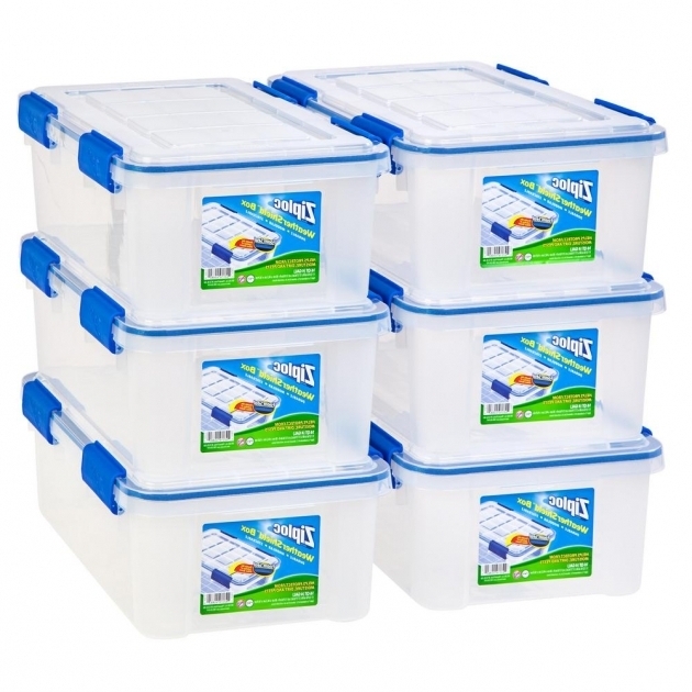 Picture of Iris 16 Qt Ziploc Weather Shield Storage Box In Clear Pack Of 6 Ziploc Storage Bins