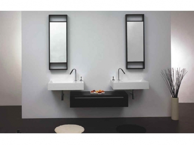 Image of Enchanting Modern Bathroom Wall Cabinet Design With Black Floating Floating Storage Cabinets