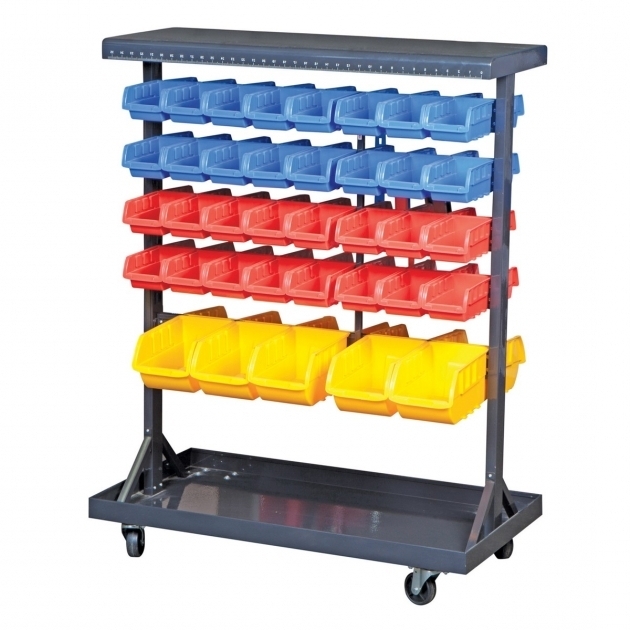 Alluring 74 Bin Mobile Double Sided Floor Rack Trips Shelves And Lego Harbor Freight Storage Bins